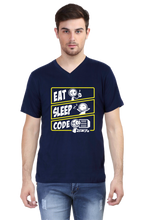 Load image into Gallery viewer, Eat Sleep Code - Men&#39;s V-Neck Half Sleeve T-Shirt
