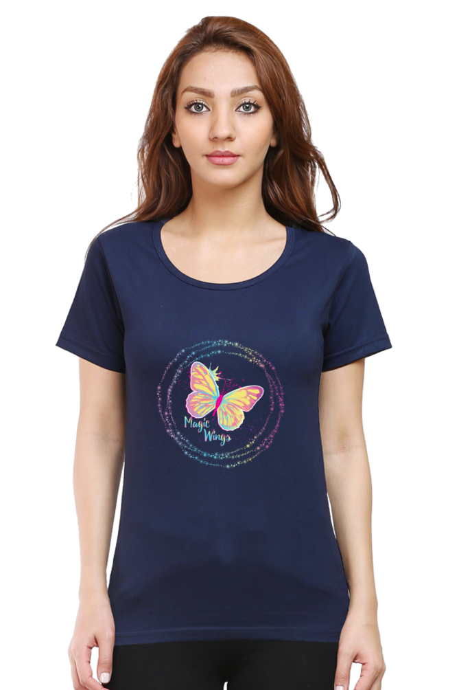 Magic Butterfly Wings - Women's Round Neck Half Sleeve T-Shirt