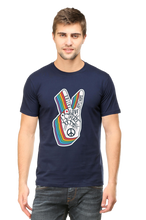 Load image into Gallery viewer, Peace Hand Gesture Sign - Men&#39;s Round Neck Half Sleeve T-Shirt
