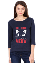 Load image into Gallery viewer, The Time Meow - Women&#39;s Round Neck Full Sleeve T-Shirt
