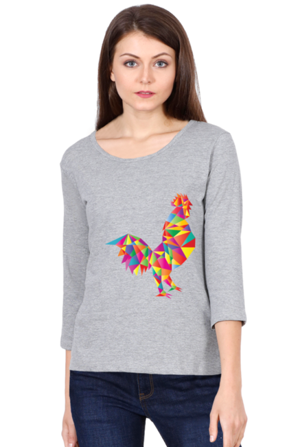 Triangle Rooster - Women's Round Neck Full Sleeve T-Shirt