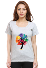 Load image into Gallery viewer, Canvas Painted Tree - Women&#39;s Round Neck Half Sleeve T-Shirt
