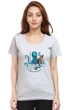 Load image into Gallery viewer, Surfing Octopus -  Women&#39;s Round Neck Half Sleeve T-Shirt

