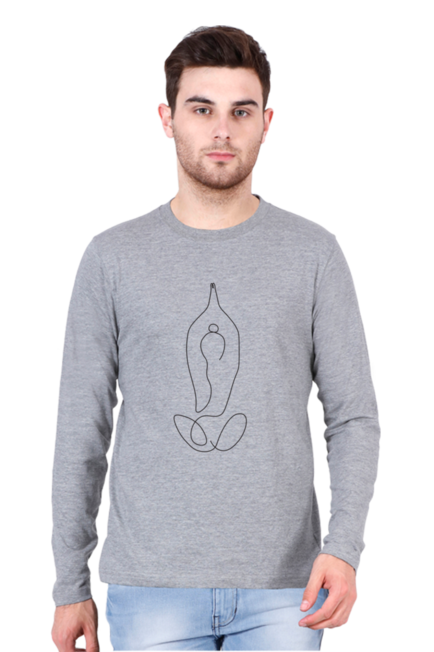 Yoga Line Art - Men's Round Neck Full Sleeve T-Shirt