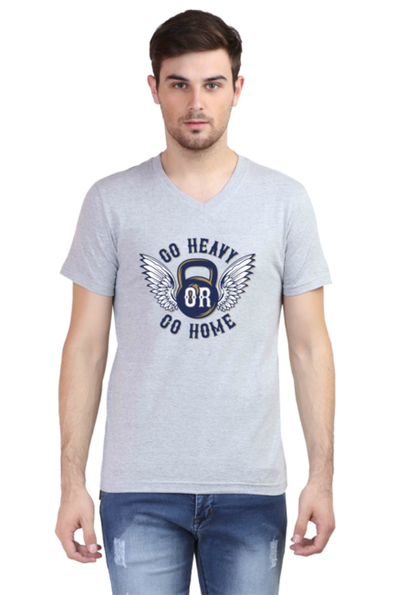 Go Heavy Or Go Home -  Men's V-Neck Half Sleeve T-Shirt