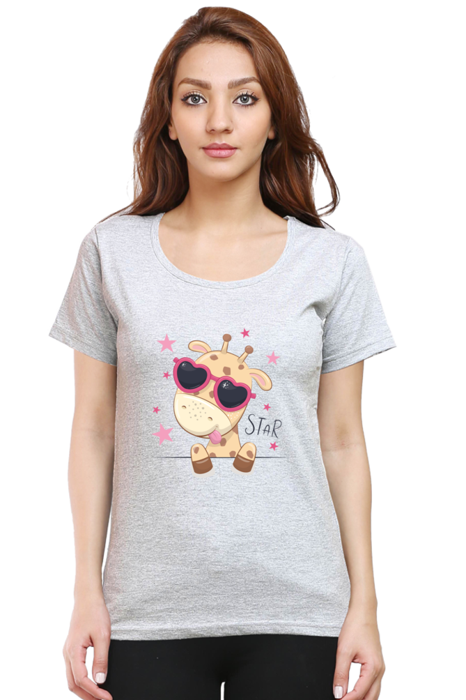 Cute Giraffe Star - Women's Round Neck Half Sleeve T-Shirt