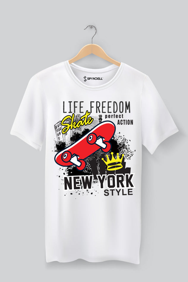 Skate NY Style - Kid's Round Neck Half Sleeve T-Shirt (Boys)