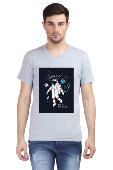 Spaces Out of this World - Men's V-Neck Half Sleeve T-Shirt