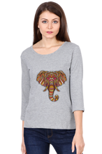 Load image into Gallery viewer, Afro Elephant - Women&#39;s Round Neck Full Sleeve T-Shirt
