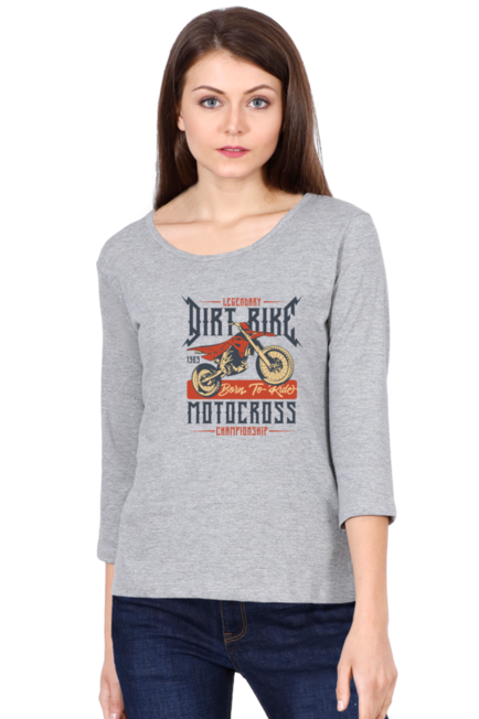 Dirt Bike Motocross - Women's Round Neck Full Sleeve T-Shirt