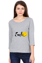 Load image into Gallery viewer, Smile - Women&#39;s Round Neck Full Sleeve T-Shirt
