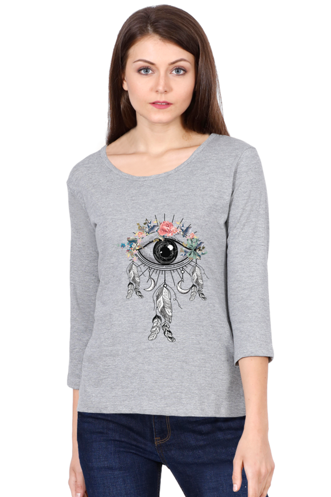 All Seeing Eye Boho - Women's Round Neck Full Sleeve T-Shirt