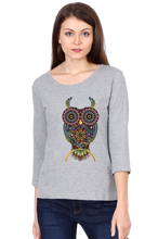 Load image into Gallery viewer, Psychedelic Owl - Women&#39;s Round Neck Full Sleeve T-Shirt
