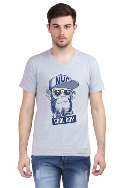 NYC Handsome - Men's V-Neck Half Sleeve T-Shirt