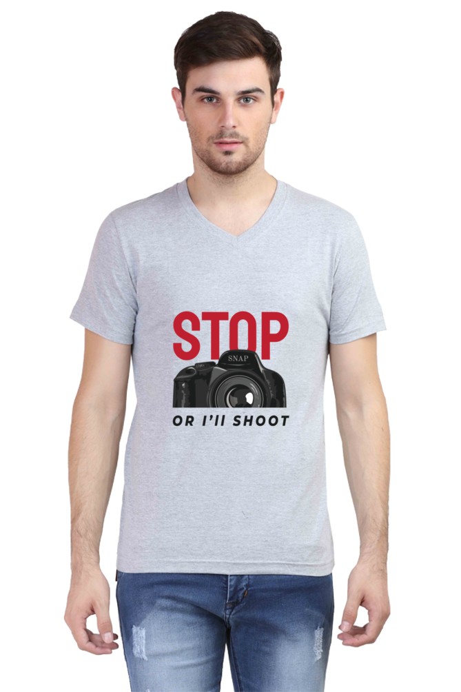 Stop Or I Will Shoot - Men's V-Neck Half Sleeve T-Shirt