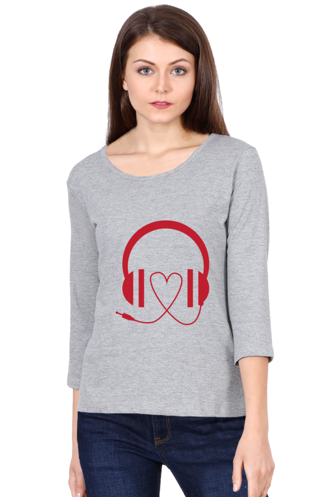 Love Headphone - Women's Round Neck Full Sleeve T-Shirt