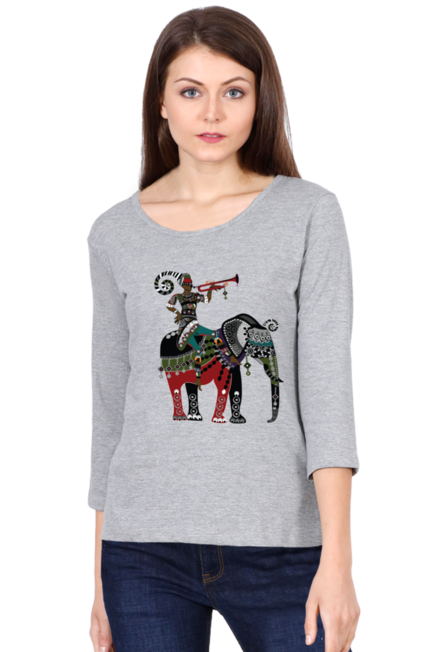 Elephant Warrior - Women's Round Neck Full Sleeve T-Shirt