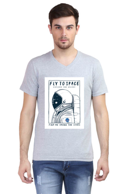 Fly to Space - Men's V-Neck Half Sleeve T-Shirt