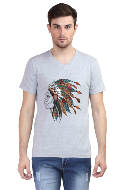 Indian Man - Men's V-Neck Half Sleeve T-Shirt