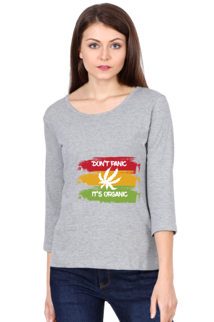 Don't Panic It's Organic - Women's Round Neck Full Sleeve T-Shirt