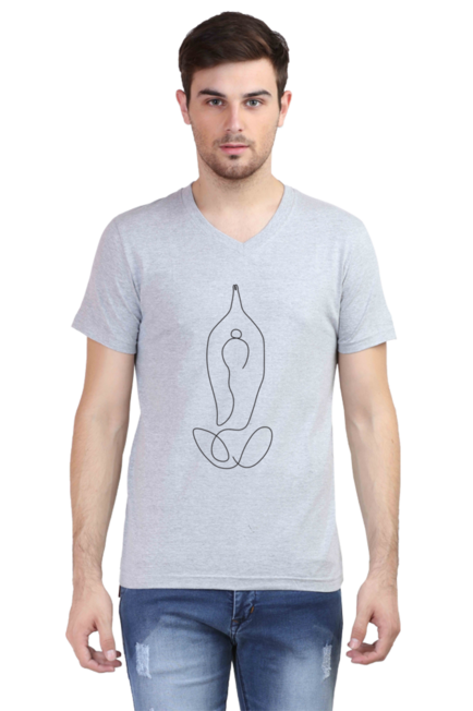 Yoga Line Art - Men's V-Neck Half Sleeve T-Shirt