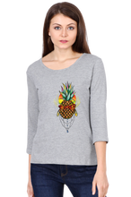 Load image into Gallery viewer, Pineapple Art - Women&#39;s Round Neck Full Sleeve T-Shirt
