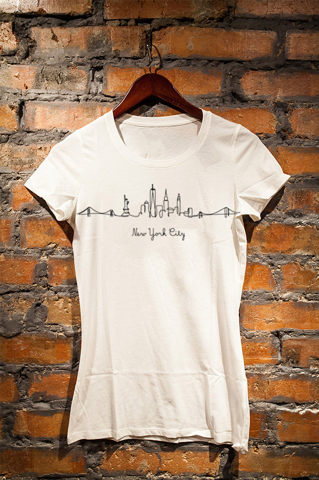 New York City Line Art - Women's Round Neck Half Sleeve T-Shirt