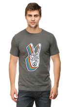 Load image into Gallery viewer, Peace Hand Gesture Sign - Men&#39;s Round Neck Half Sleeve T-Shirt
