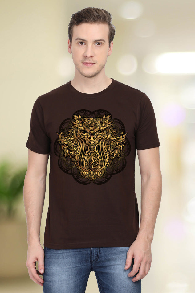 Owl Head - Men's Round Neck Half Sleeve T-Shirt