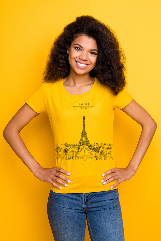 Eiffel - Women's Round Neck Half Sleeve T-Shirt