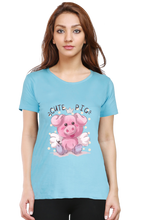 Load image into Gallery viewer, Cute Pig - Women&#39;s Round Neck Half Sleeve T-Shirt
