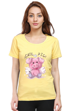 Load image into Gallery viewer, Cute Pig - Women&#39;s Round Neck Half Sleeve T-Shirt
