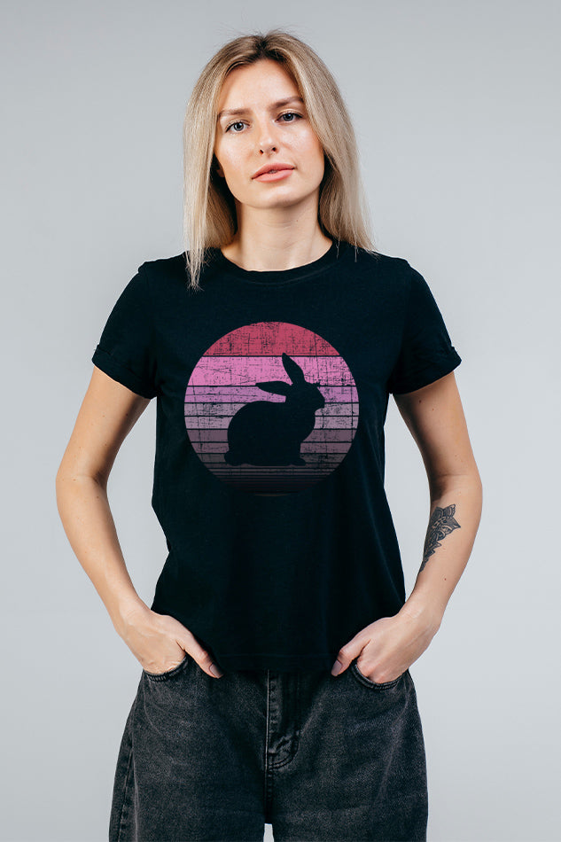 Moon Rabbit - Women's Round Neck Half Sleeve T-Shirt