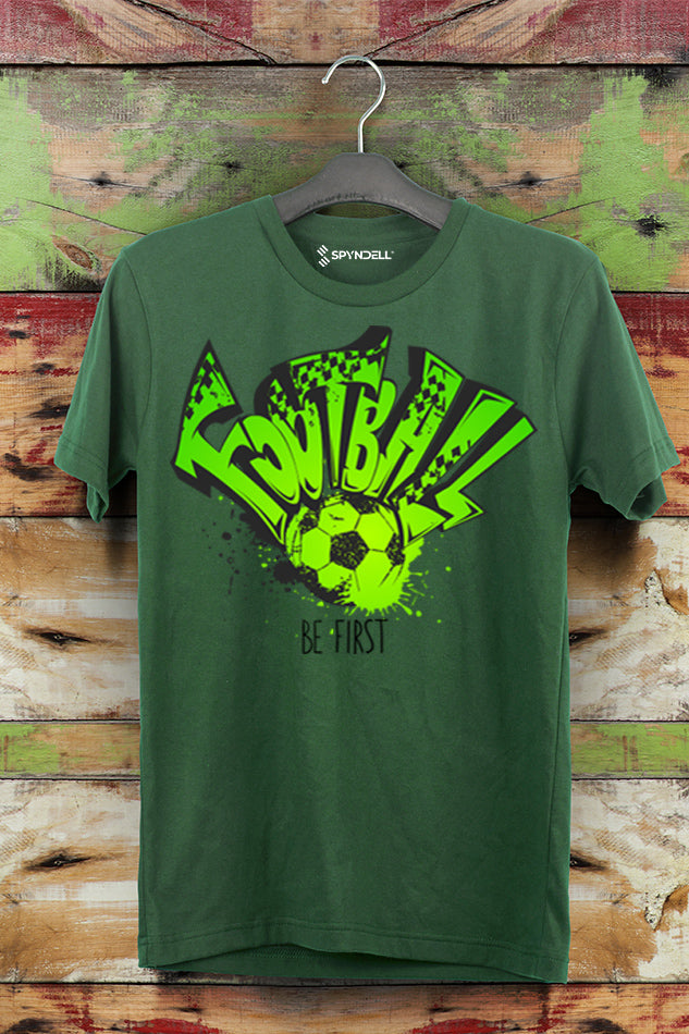 Green FootBall - Kid's Round Neck Half Sleeve T-Shirt(Boys)