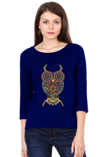 Load image into Gallery viewer, Psychedelic Owl - Women&#39;s Round Neck Full Sleeve T-Shirt
