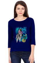 Load image into Gallery viewer, Summer Zebra - Women&#39;s Round Neck Full Sleeve T-Shirt
