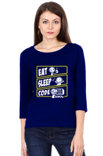 Load image into Gallery viewer, Eat Sleep Code - Women&#39;s Round Neck Full Sleeve T-Shirt
