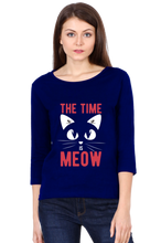 Load image into Gallery viewer, The Time Meow - Women&#39;s Round Neck Full Sleeve T-Shirt
