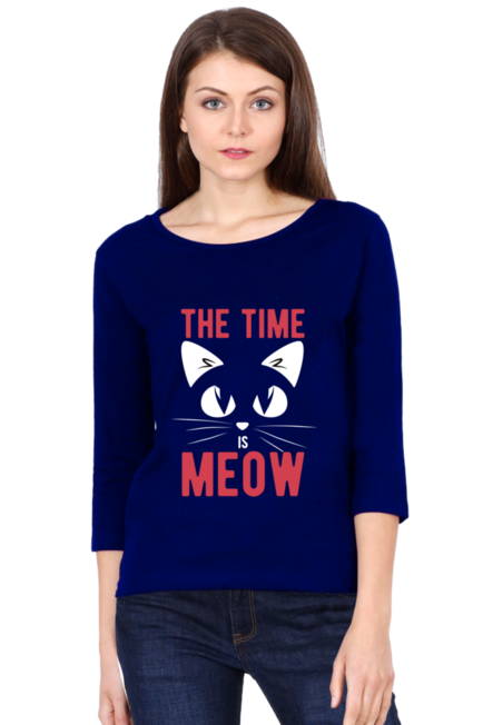 The Time Meow - Women's Round Neck Full Sleeve T-Shirt