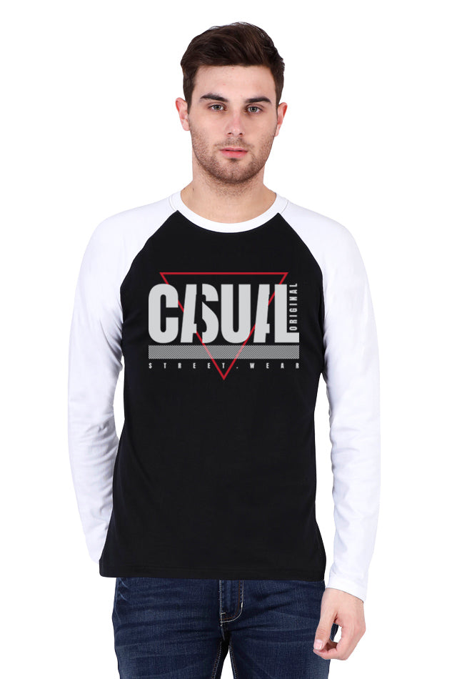 Casual Street Wear - Men's Raglan Full Sleeve T-Shirt