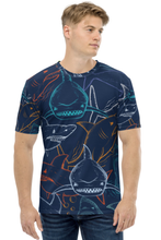 Load image into Gallery viewer, Angry Sharks - Men&#39;s All Over Printed Half Sleeve T-Shirt
