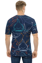 Load image into Gallery viewer, Angry Sharks - Men&#39;s All Over Printed Half Sleeve T-Shirt
