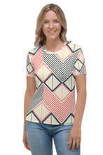 Load image into Gallery viewer, Angular Stripe Pattern - Women&#39;s All Over Printed Half Sleeve T-Shirt
