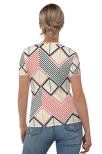 Load image into Gallery viewer, Angular Stripe Pattern - Women&#39;s All Over Printed Half Sleeve T-Shirt
