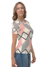 Load image into Gallery viewer, Angular Stripe Pattern - Women&#39;s All Over Printed Half Sleeve T-Shirt
