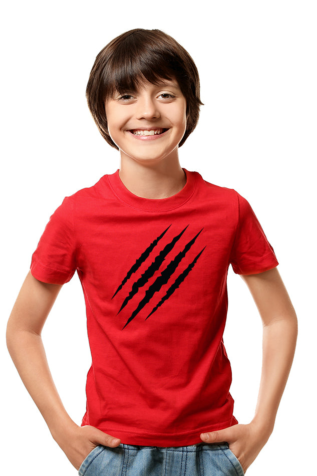Animals Claws Scratch - Kid's Round Neck Half Sleeve T-Shirt (Boy)