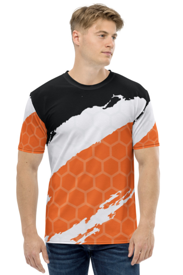 BG on Orange Hive - Men's All Over Printed Half Sleeve T-Shirt