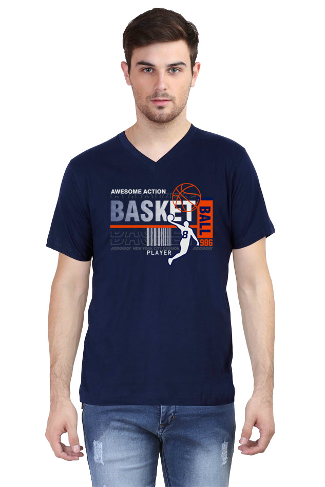 Basket Ball 1986 - Men's V-Neck Half Sleeve T-Shirt