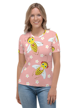 Load image into Gallery viewer, Bee Swarm Pattern - Women&#39;s All Over Printed Half Sleeve T-Shirt
