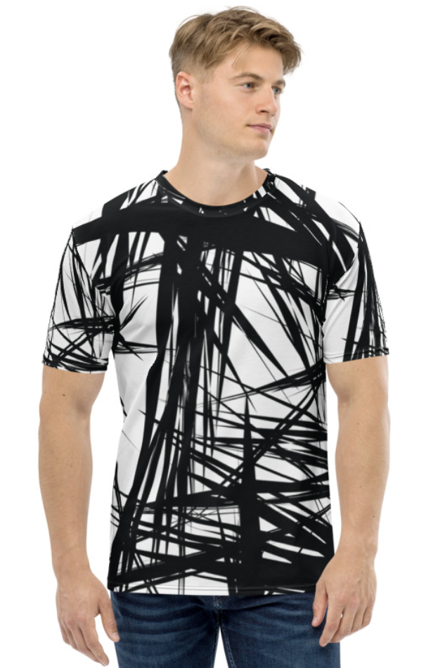 Black Stroke Pattern - Men's All Over Printed Half Sleeve T-Shirt